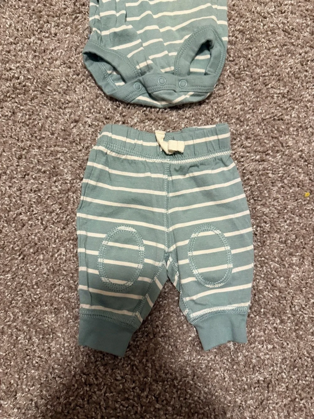 Carter's Teal and White Striped Hooded Bodysuit with Pants - Picture 3 of 5
